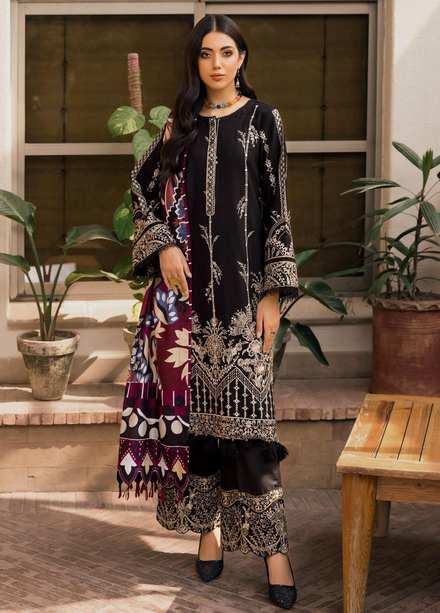 Farasha Embroidered Khaddar Suits Unstitched 3 Piece FSH21K 09 Sable Mirage - Winter Collection