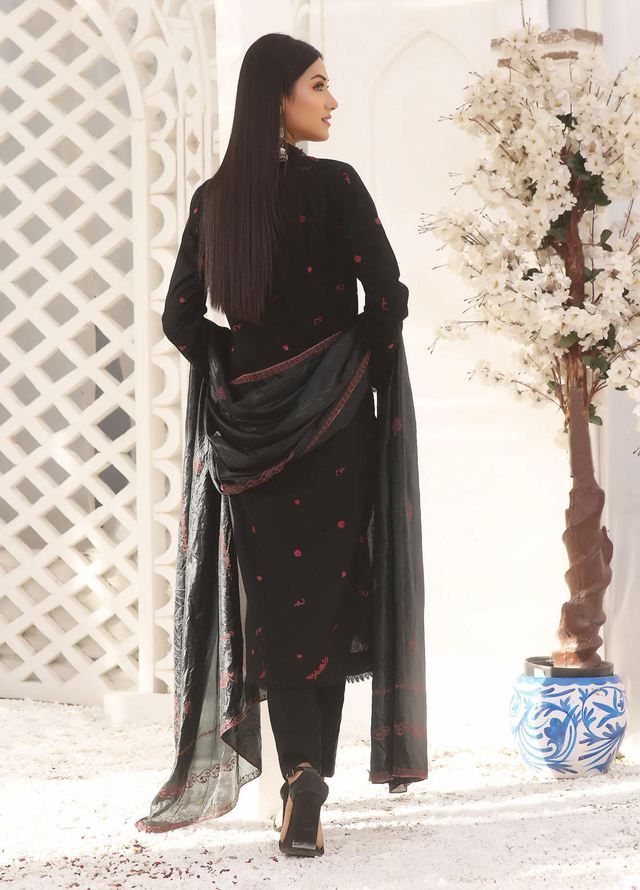 Fascino Pret Embroidered Cotton 3 Piece Suit Magistic Night