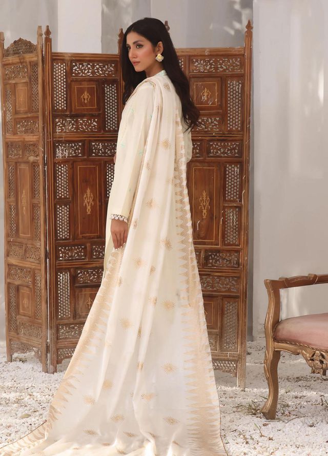 Fascino Pret Embroidered Cotton 3 Piece Suit Sparkling Water