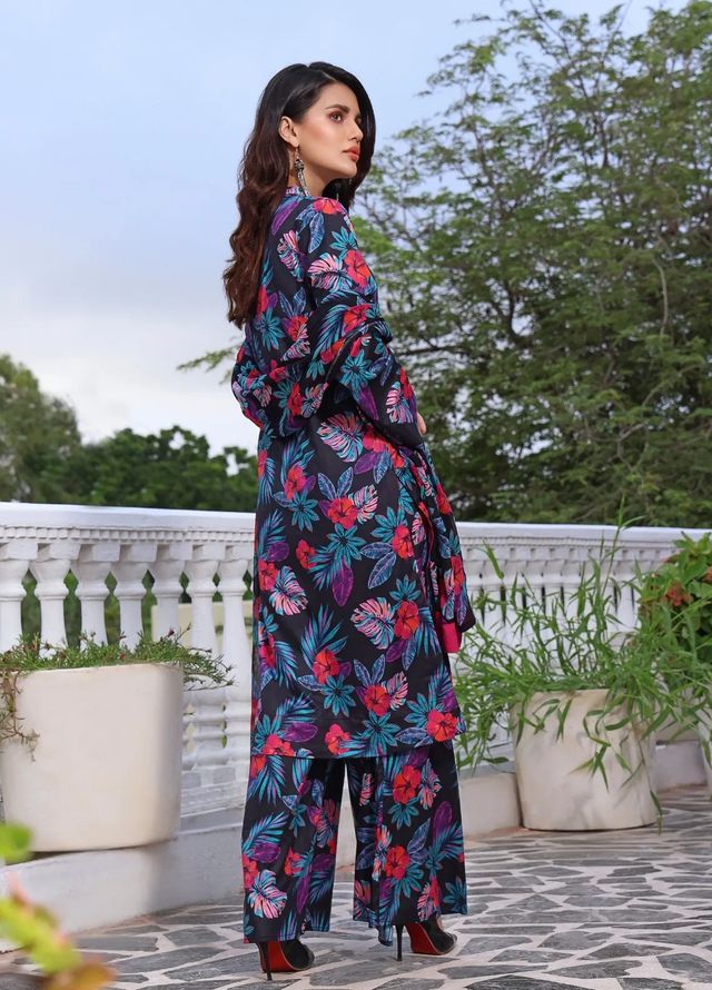 Feathers Pret Printed Lawn 3 Piece Suit Misty Bluebird