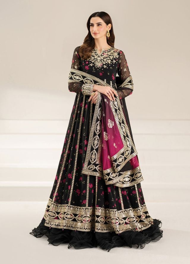 Fiorella by Farasha Embroidered Chiffon Suits Unstitched 3 Piece FSH25FF D-04 Fuchsia Night - Formals Collection