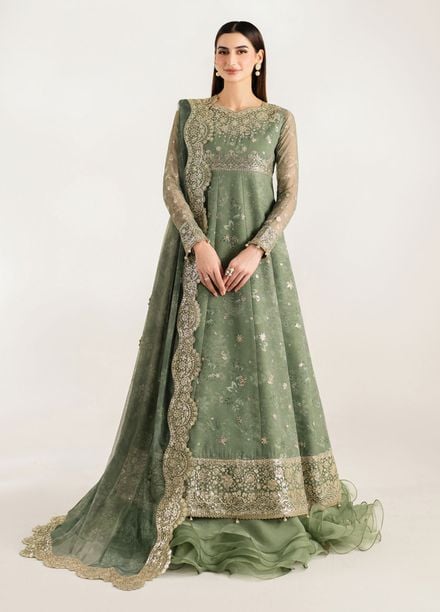 Fiorella by Farasha Embroidered Chiffon Suits Unstitched 3 Piece FSH25FF D-06 Olive Aura - Formals Collection