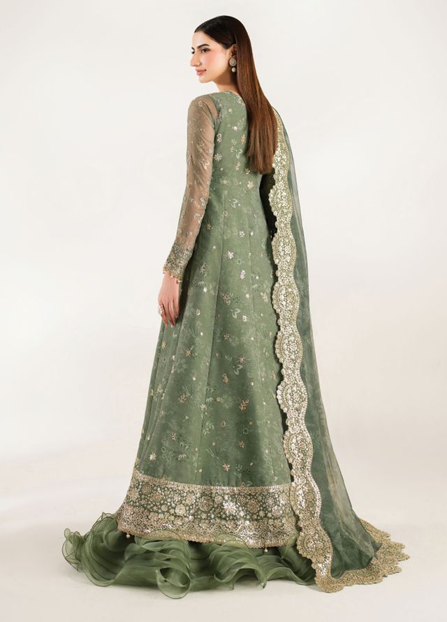 Fiorella by Farasha Embroidered Chiffon Suits Unstitched 3 Piece FSH25FF D-06 Olive Aura - Formals Collection