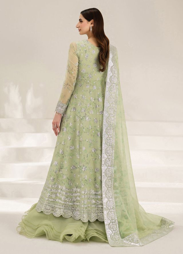 Fiorella by Farasha Embroidered Chiffon Suits Unstitched 3 Piece FSH25FF D-08 Sage Sparkle - Formals Collection