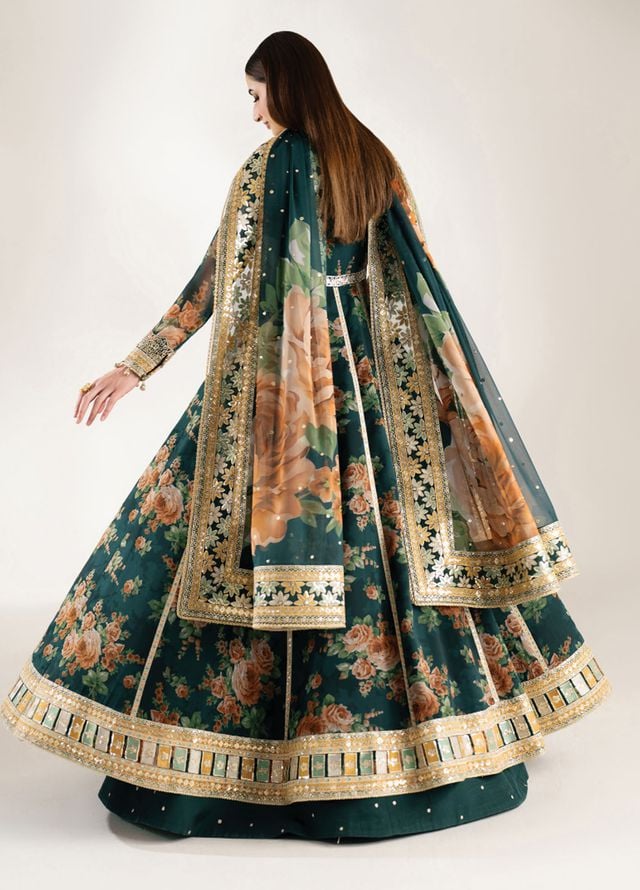 Fiorella by Farasha Embroidered Chiffon Suits Unstitched 3 Piece FSH25FF D-09 Teal Passion - Formals Collection