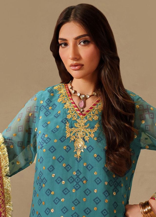 Fleur by Alizeh Fashion Embroidered Chiffon Suits Unstitched 3 Piece AFB25FF CH-2192 Elaira - Formals Collection