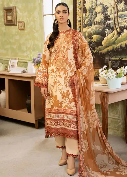 Flora by Roheenaz Printed Lawn Suit Unstitched 3 Piece RNZ24F RNP-05A Harmonia - Summer Collection