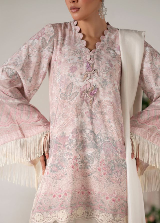 Floral Whimsy by Mehak Yaqoob Pret Embroidered Raw Silk 3 Piece Suit Blooma