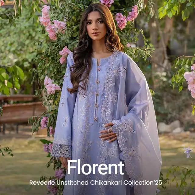Reveerie by Florent Chikankari Lawn Suits Unstitched 3 Piece FL25RC FL-2B - Summer Collection