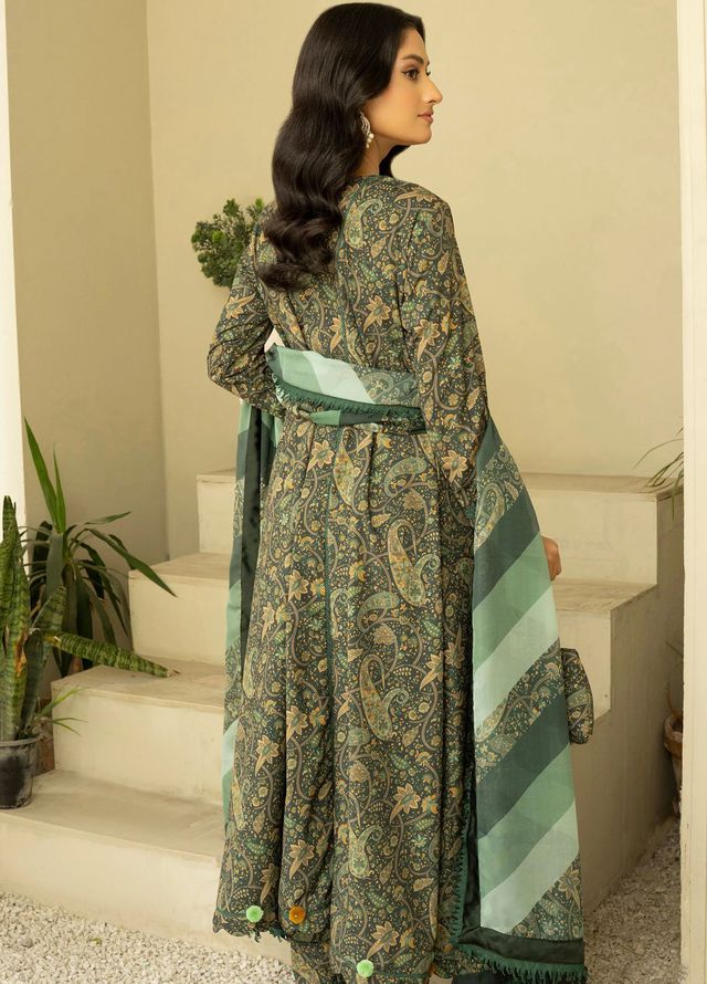 Fluer Prints by Ziara Printed Cambric Suits Unstitched 3 Piece ZI25FP Sage - Summer Collection