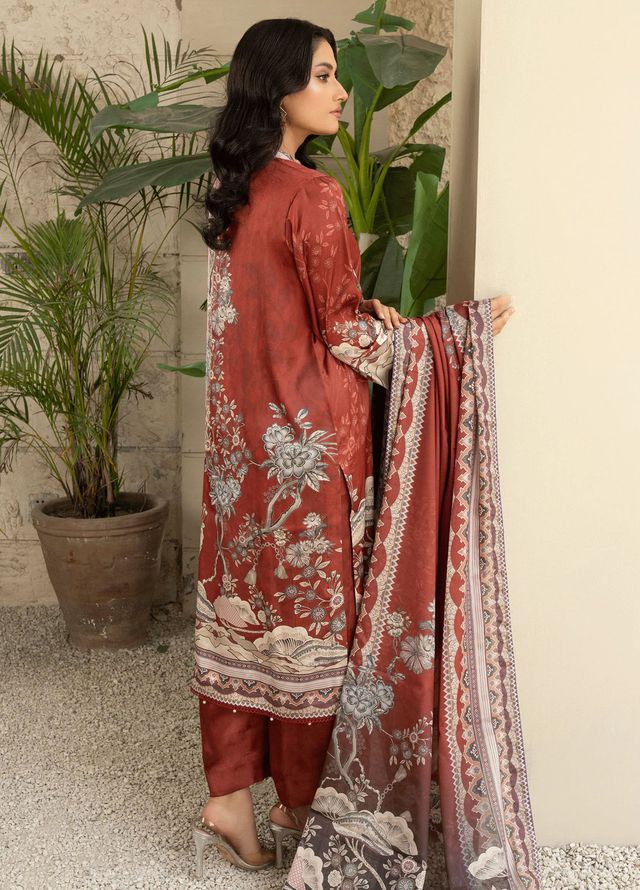 Fluer Prints by Ziara Printed Cambric Suits Unstitched 3 Piece ZI25FP Scarlet - Summer Collection