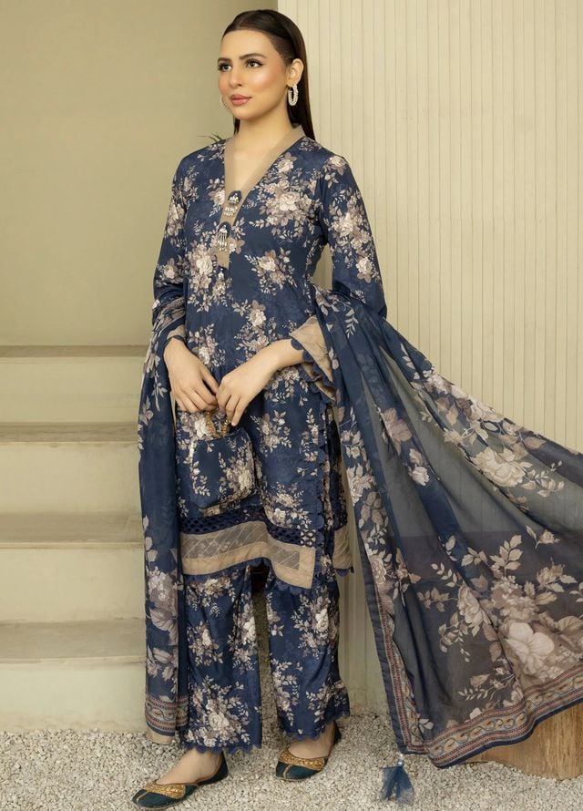 Fluer Prints by Ziara Printed Cambric Suits Unstitched 3 Piece ZI25FP Twilight - Summer Collection