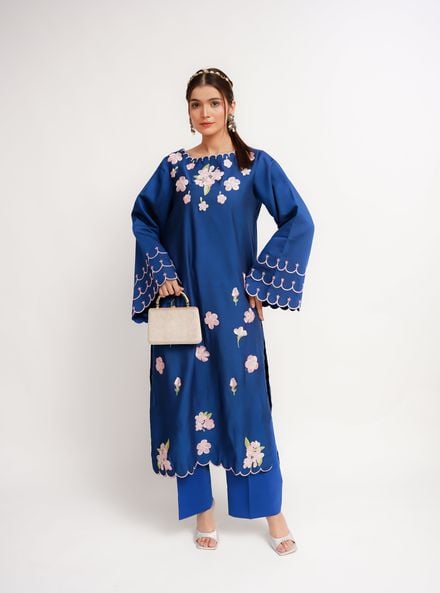 Fozia Khalid Pret Solid Cotton 2 Piece Suit Nyrii