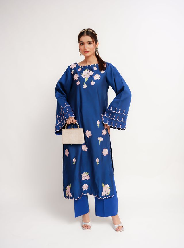 Fozia Khalid Pret Solid Cotton 2 Piece Suit Nyrii