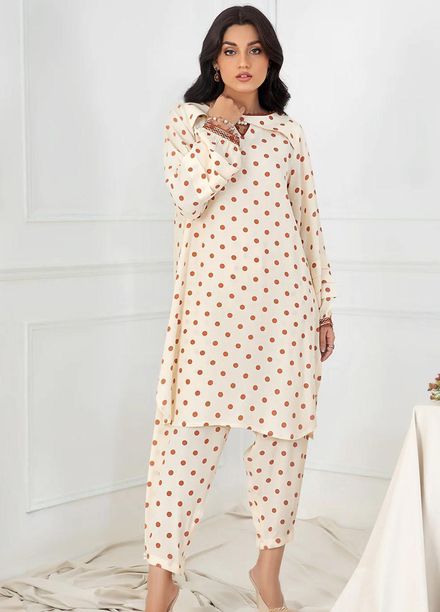 La Rosaa Pret Printed Georgette 2 Piece Suit FL05 CREME