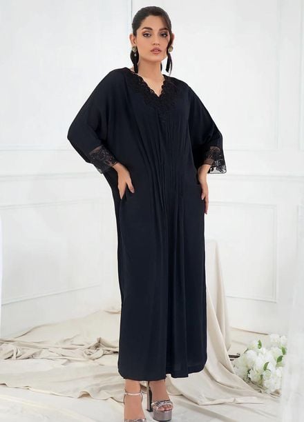 La Rosaa Pret Embroidered Georgette 2 Piece Suit FL07 BLACK