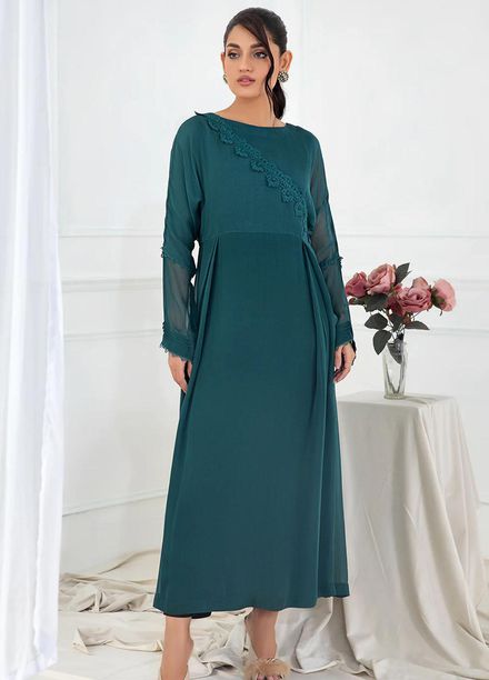 La Rosaa Pret Fancy Chiffon Frock FL08 GREEN