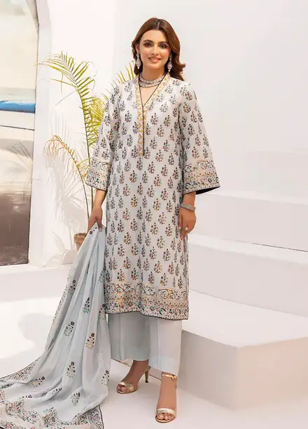 Grandeur Pret Embroidered Katan Silk 3 Piece Suit Serene