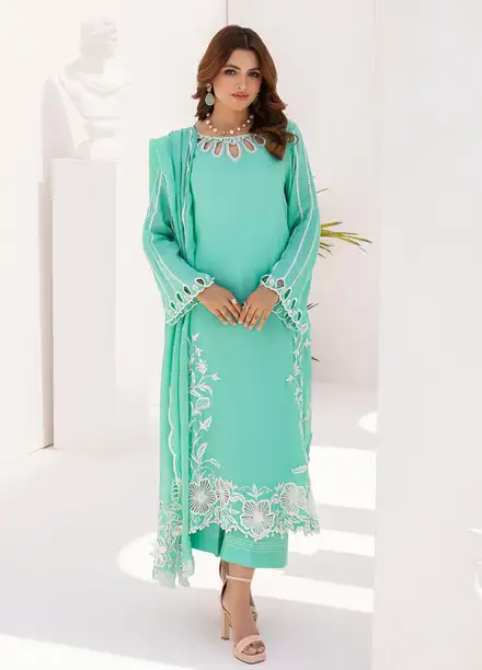 Grandeur Pret Embroidered Katan Silk 3 Piece Suit Tiffany