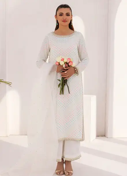 Grandeur Pret Embroidered Raw Silk 3 Piece Suit Spectra