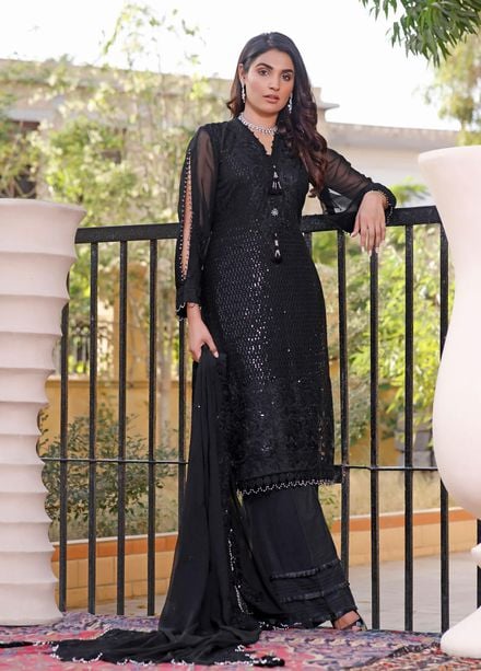 Gul-e-Mehnaaz By Hadia Eman Embroidered Chiffon Suits Unstitched 3 Piece HE22GM HEC-02 - Luxury Collection