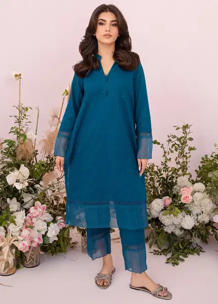 Hana Pret Embroidered Cotton 2 Piece Suit Abyss