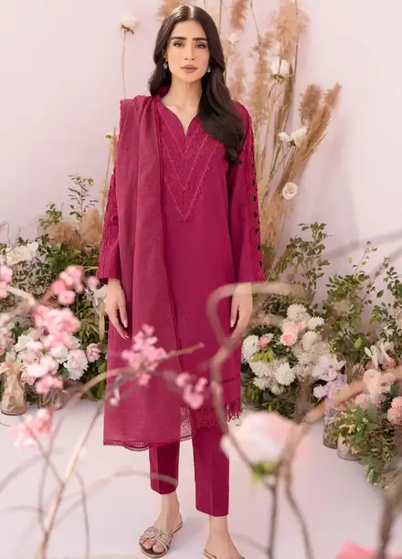 Hana Pret Embroidered Lawn 3 Piece Suit Amethyst