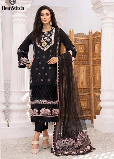 HemStitch Embroidered Lawn Suits Unstitched 3 Piece HS22F HV-03 Amira - Festive Collection