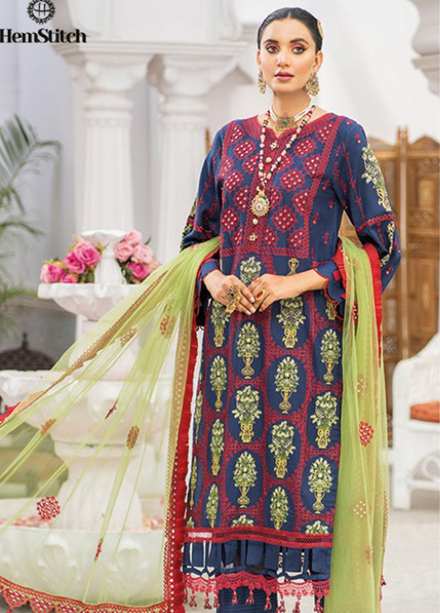 HemStitch Embroidered Lawn Suits Unstitched 3 Piece HS22F HV-04 Aelia - Festive Collection