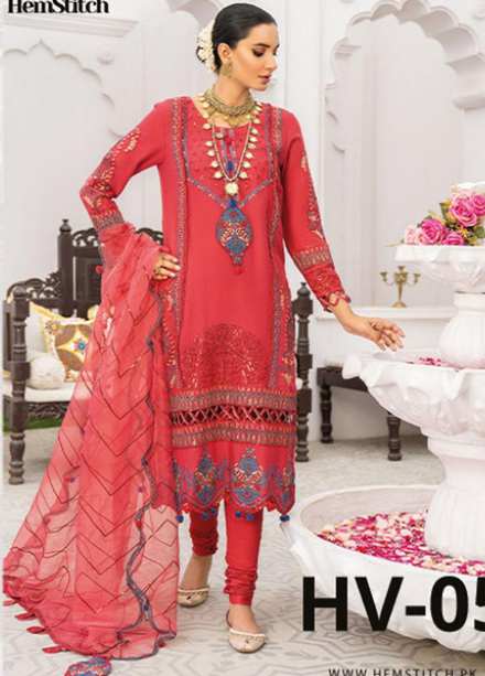 HemStitch Embroidered Lawn Suits Unstitched 3 Piece HS22F HV-05 Aimal - Festive Collection