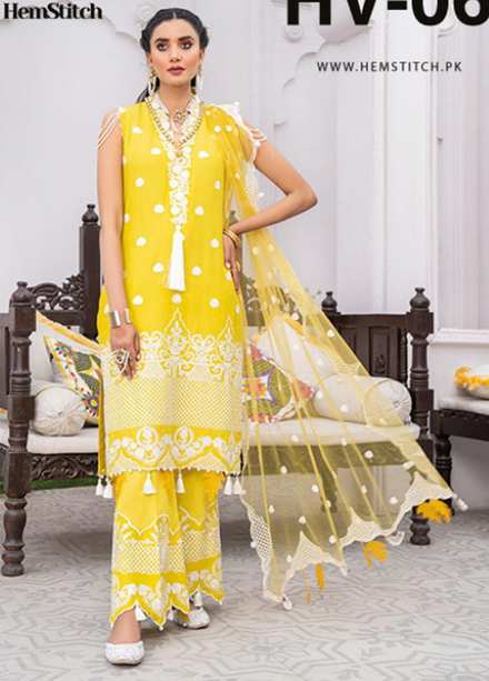 HemStitch Embroidered Lawn Suits Unstitched 3 Piece HS22F HV-06 Amaya - Festive Collection
