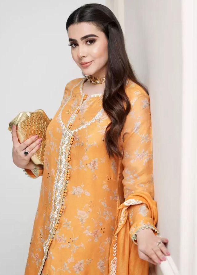 Hues Atelier Pret Embroidered Cotton Net 3 Piece Suit HA23LP Floral Sorbet