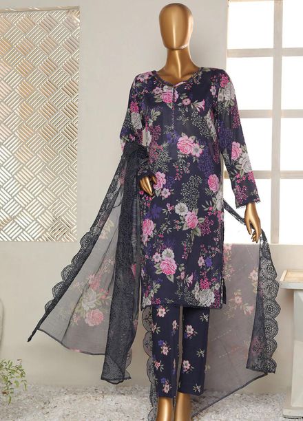 HZ Textiles Printed Cotton Suits Unstitched 3 Piece HZ23BC BCE-57 - Formal Collection