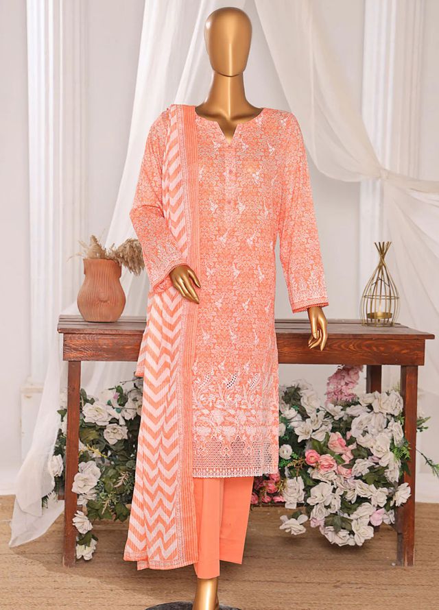 Hz Textiles Embroidered Lawn Suits Unstitched 3 Piece NKE-560 - Summer Collection