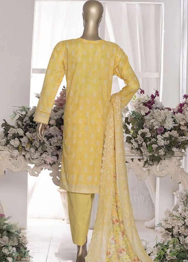 Hz Textiles Embroidered Lawn Suits Unstitched 3 Piece PEC-554 VOL-07 - Summer Collection