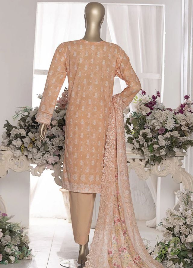 Hz Textiles Embroidered Lawn Suits Unstitched 3 Piece PEC-555 VOL-07 - Summer Collection