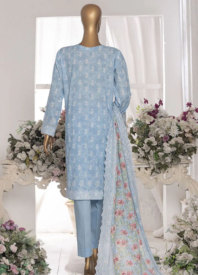 Hz Textiles Embroidered Lawn Suits Unstitched 3 Piece PEC-564 VOL-07 - Summer Collection