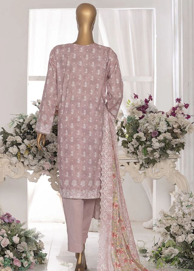 Hz Textiles Embroidered Lawn Suits Unstitched 3 Piece PEC-565 VOL-07 - Summer Collection