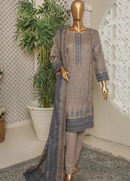 HZ Textiles Embroidered Lawn Suits Unstitched 3 Piece HZ23PCH-4 PEC-0261 - Summer Collection