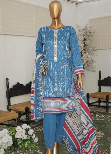 HZ Textiles Embroidered Lawn Suits Unstitched 3 Piece HZ23PCH-4 PEC-0215 - Summer Collection