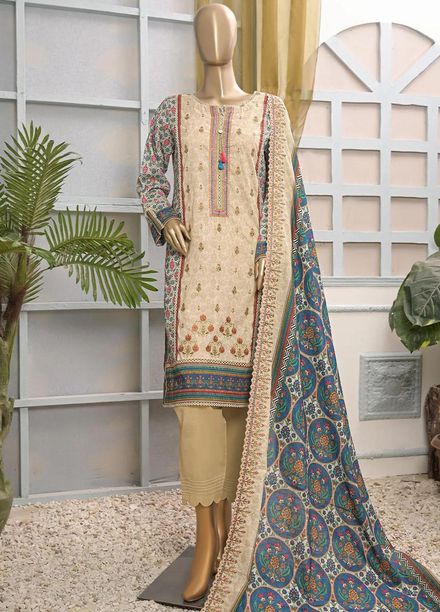 HZ Textiles Embroidered Lawn Suits Unstitched 3 Piece HZ23PCH-4 PEC-0243 - Summer Collection