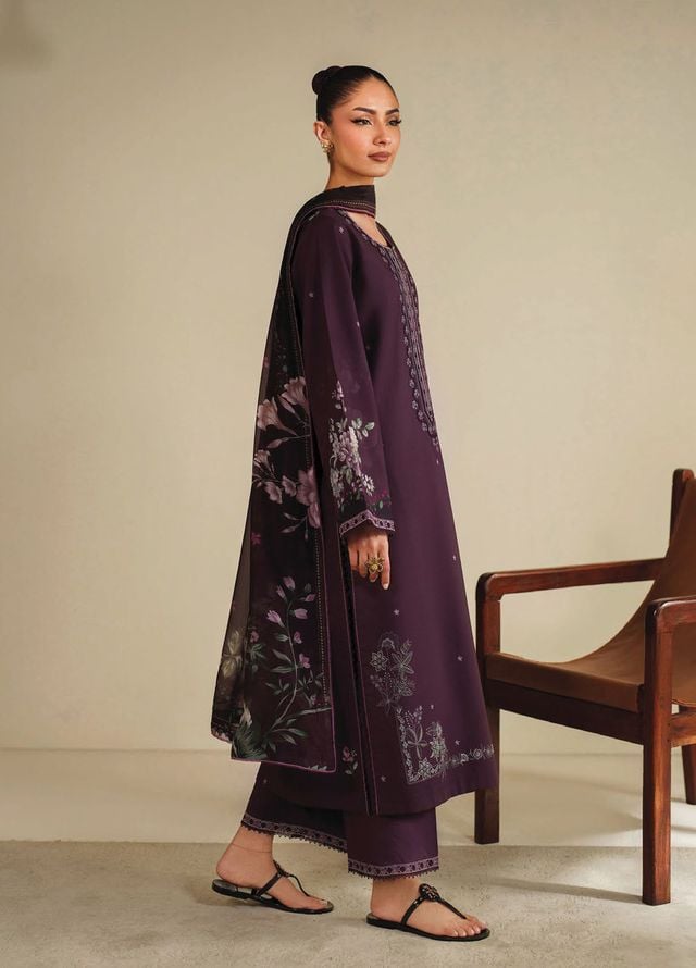 Ilara by Seran Embroidered Cambric Suits Unstitched 3 Piece SN25IC D-07 Plumora - Summer Collection