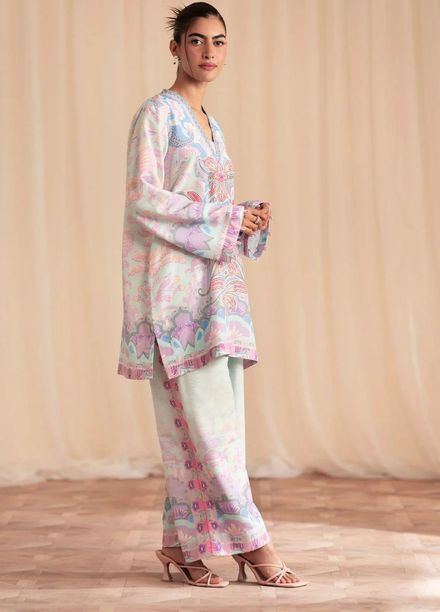 Inayat Pret Printed Silk 2 Piece Suit Dahlia