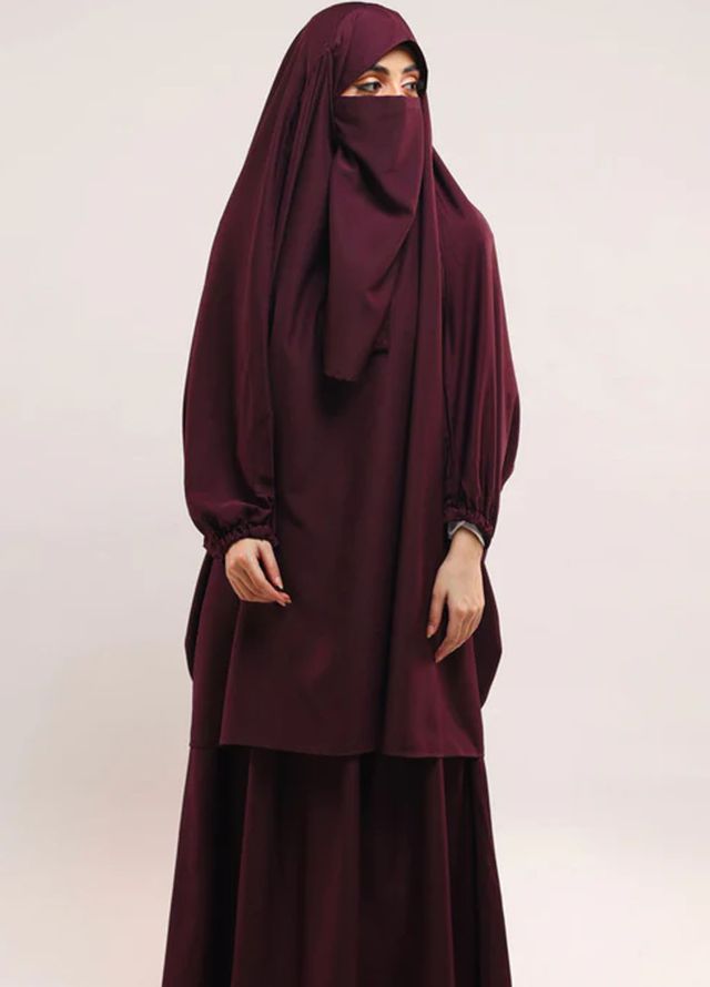 Insiya Pret Solid Georgette Abaya Set NIS5101