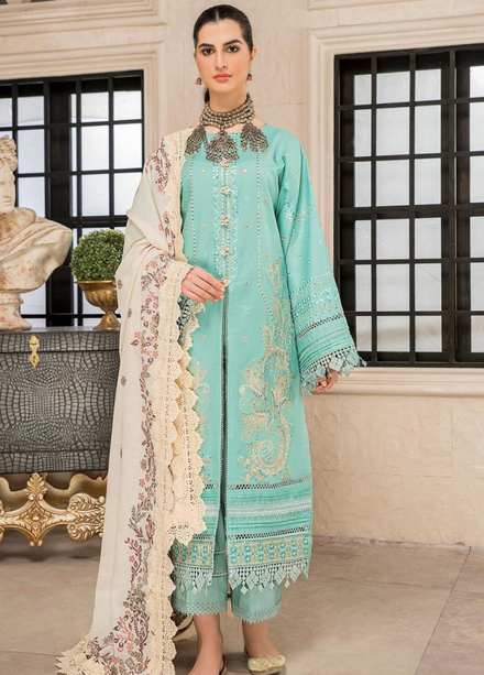 Ittehad Textiles Embroidered Lawn Suits Unstitched 3 Piece ITD22-PS2 LF-EP2-2222 Aqua - Summer Collection
