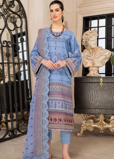 Ittehad Textiles Embroidered Lawn Suits Unstitched 3 Piece ITD22-PS2 LF-EP2-2224 SKY - Summer Collection