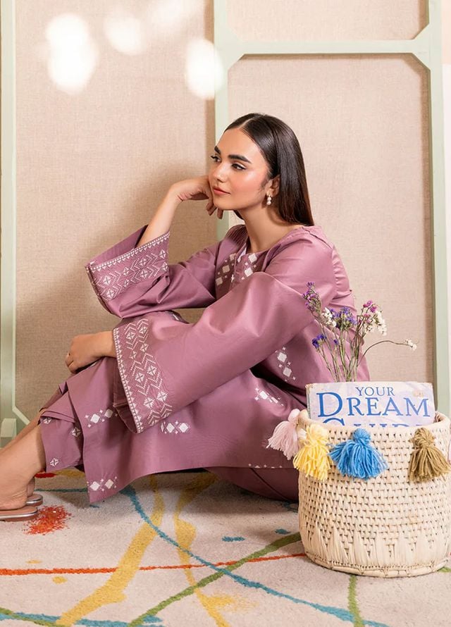 Izel Pret Embroidered Cotton 2 Piece Suit Fern