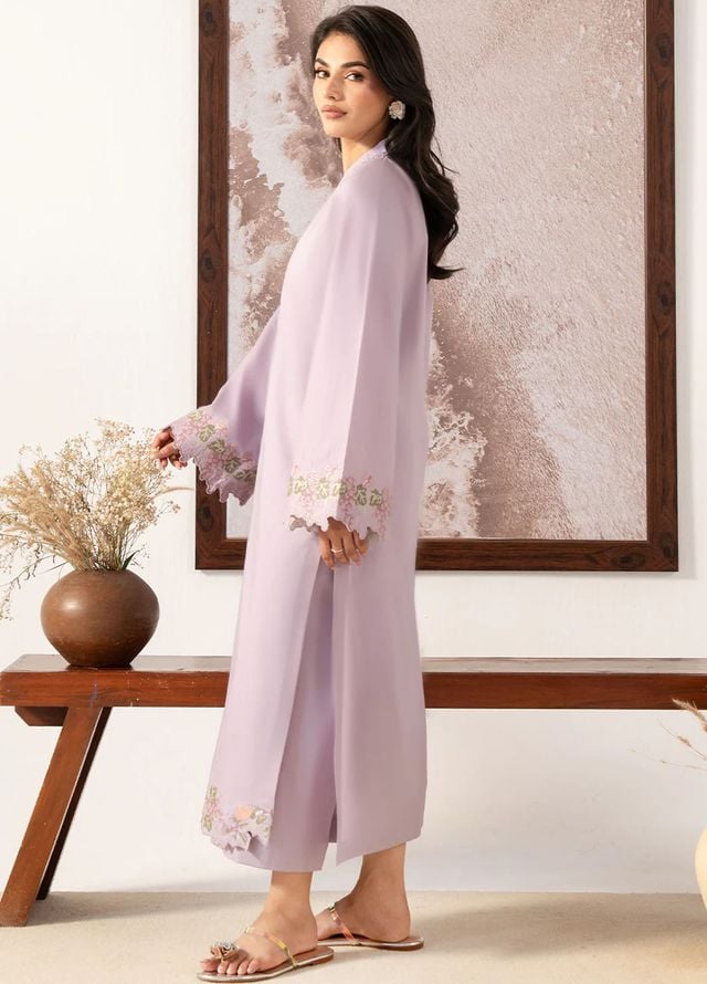 Izel Pret Embroidered Cotton 2 Piece Suit Mauve