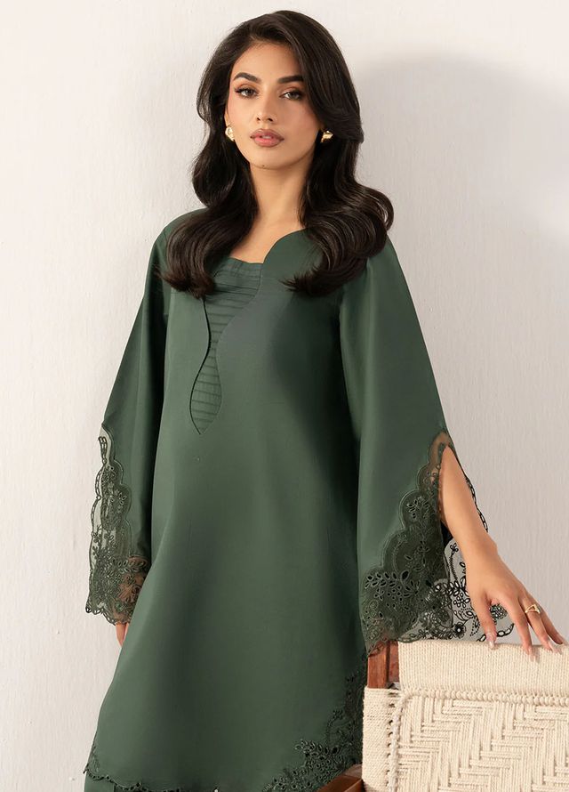 Izel Pret Embroidered Cotton 2 Piece Suit Moss