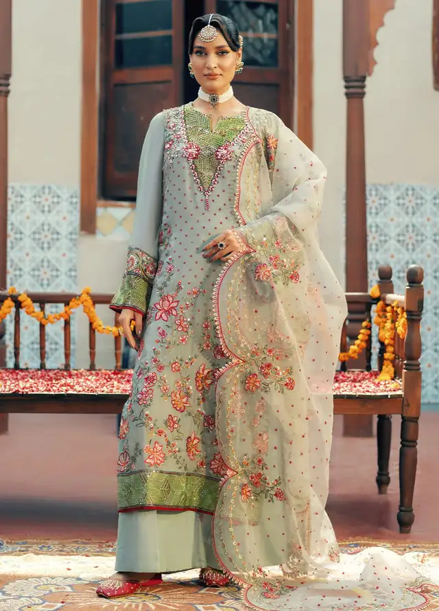 Jamnii Pret Embroidered Chiffon 3 Piece Suit Mumtaz